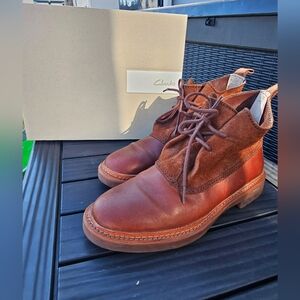 EUC Clark's Trace Fawn Leather And Suede Ankle Boots, Brown, 7.5 M